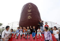 8万颗红枣拼成“天下第一枣” 高达4.6米