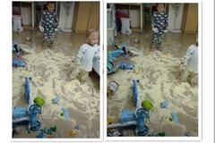 宝妈买菜回家地板满是奶粉，宝爸淡定的看着，网友：同款爸爸真多