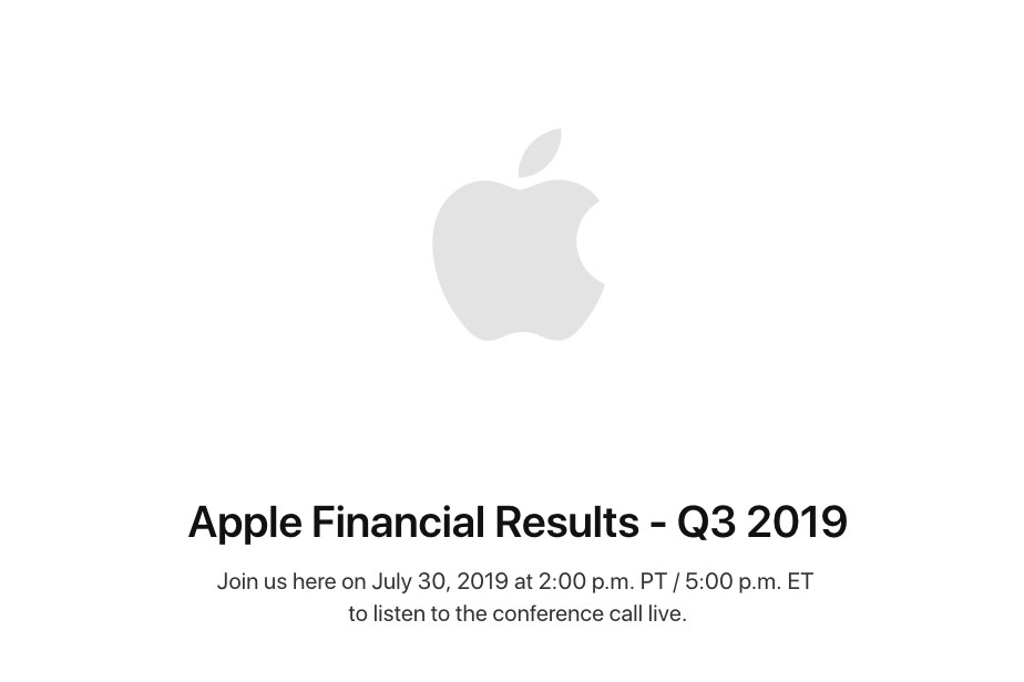 苹果新闻：7 月 30 日公布 2019 Q3 财报